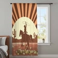 thumbnail image 3 of Brown Vintage Western Semi Sheer Curtains Drapes for Living Room, Bedroom, French Doors Window 72 Inches Long, Horse Cactus Retro Art Rod Pocket Chiffon Curtain Drapery Voile Draperies Panel, 3 of 8