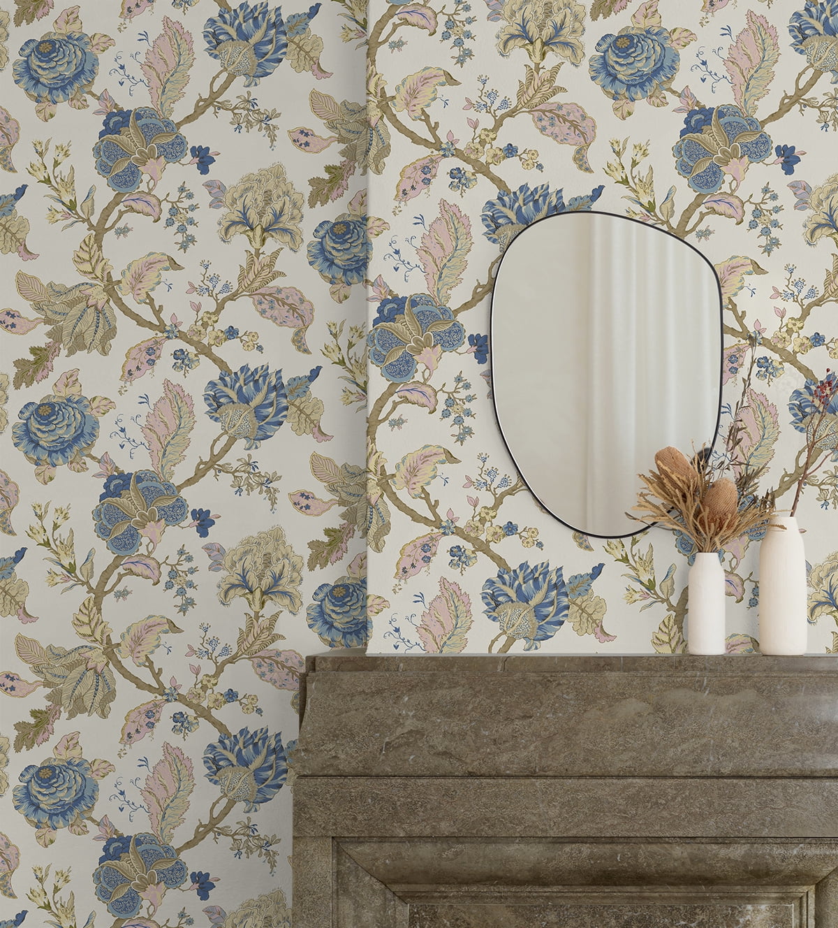 NextWall  Kianna Jacobean Peel and Stick Wallpaper 20.5 in. W x 18 ft. L - Parchment