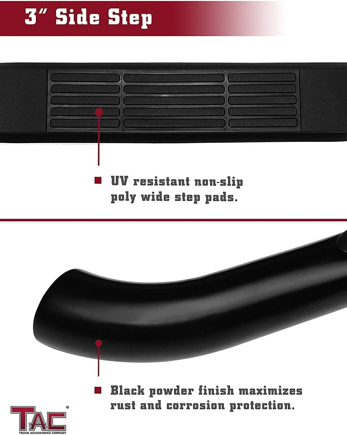 TAC Side Steps Custom Fit 2002-2007 Jeep Liberty 3 inches Black Side Bars Nerf Bars Step Rails Running Boards Off Road Automotive Exterior Accessories (2 Pieces Running Boards)