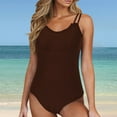 thumbnail image 2 of Enjoytime Swimsuits for Women Solid Color One Piece Swimwear Adjustable Strap Monokini Tummy Control Bathing Suit for Women, 2 of 5