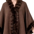 thumbnail image 5 of Fewfanhot Ruffled Faux Fur Trim Wool Blend Poncho Cape, Open Front Warm Wrap Shawl Coat for Women Winter, 5 of 5