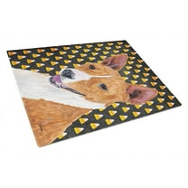 Caroline's Treasures Basenji Candy Corn Halloween Portrait Glass Cutting Board Large