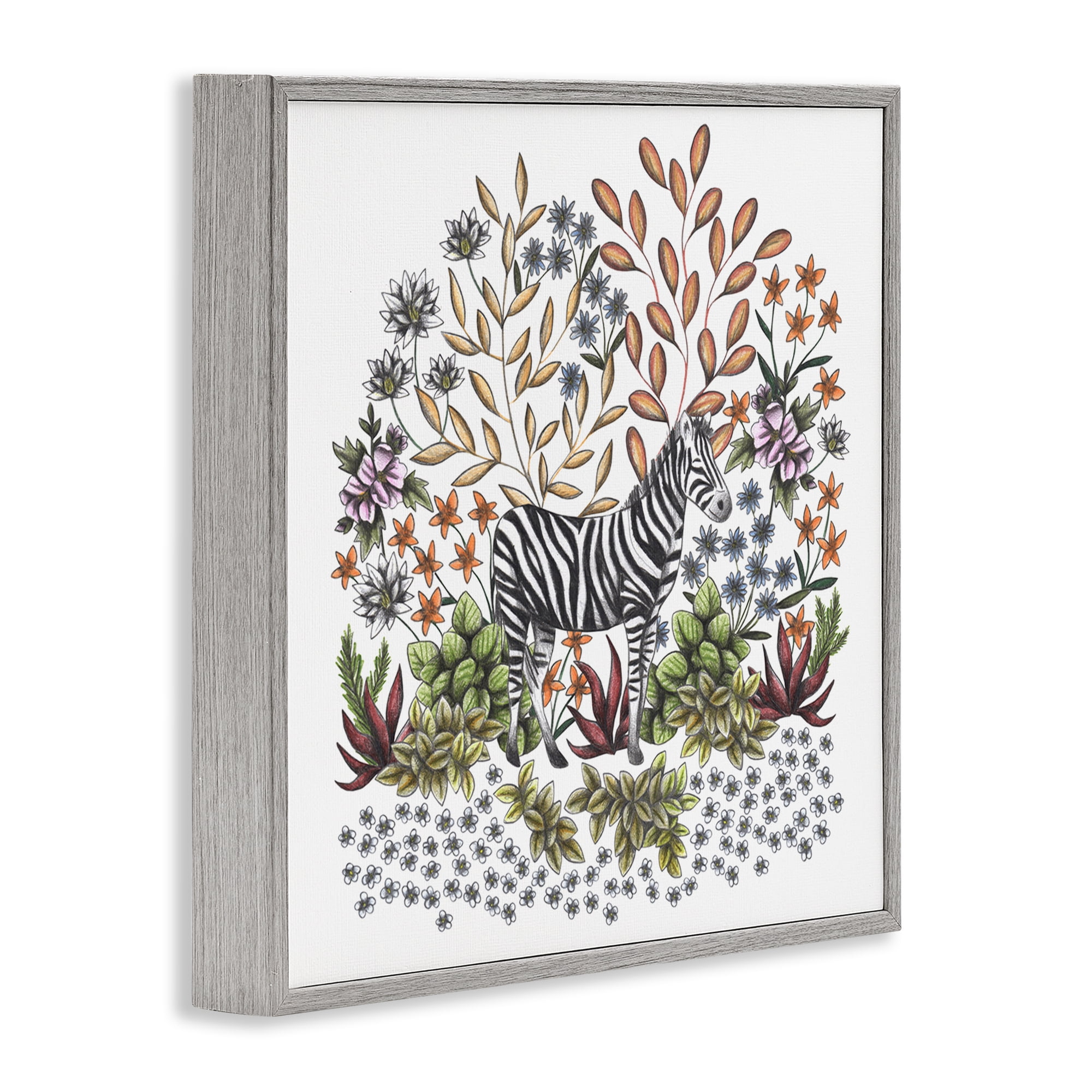 Jungle Wildlife Zebra Gray Framed Giclee Art, design by Cecilia Battaini