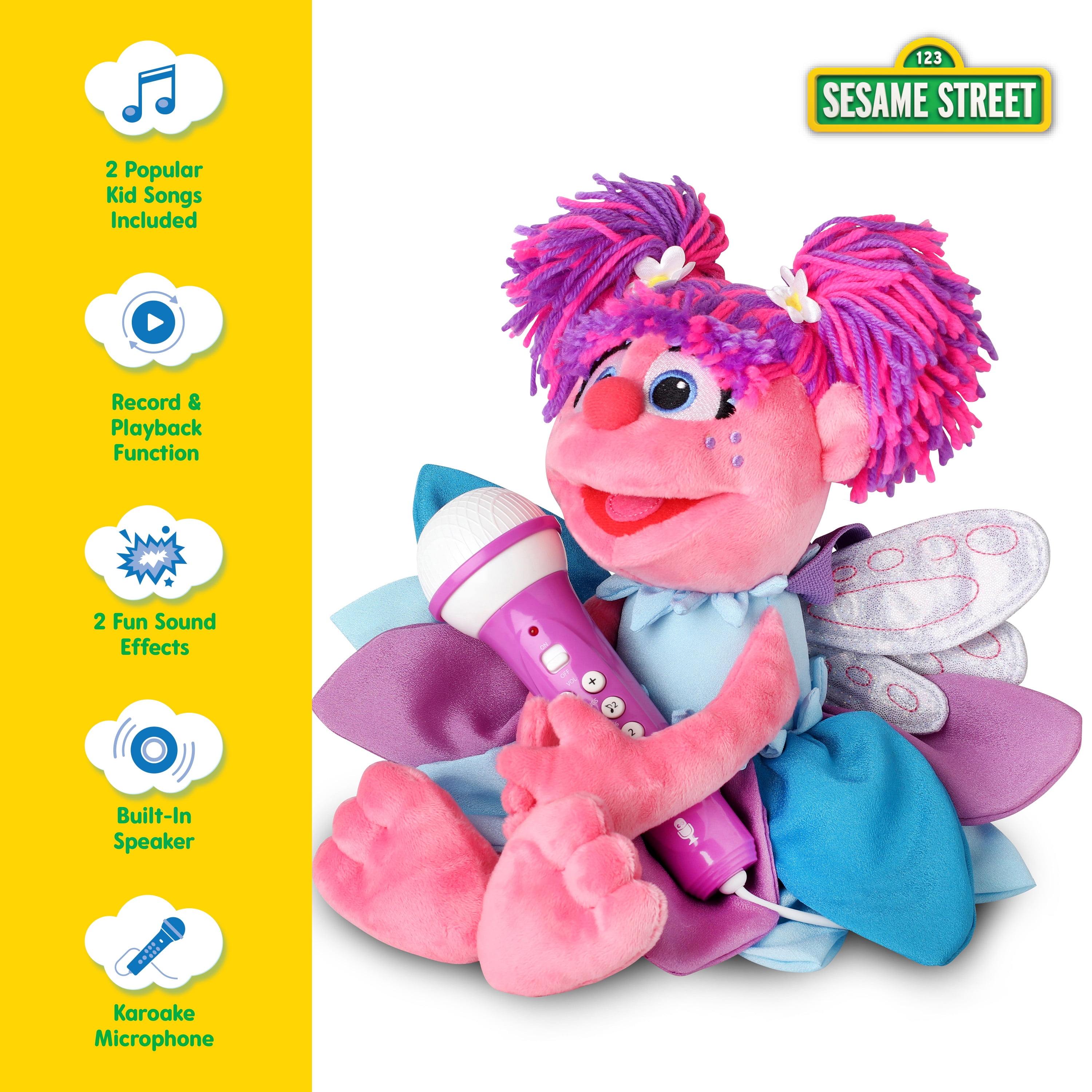 Singing Machine Kids, Sesame Street Karaoke Plush Backpack with built-in microphone and straps, Abby Cadabby.