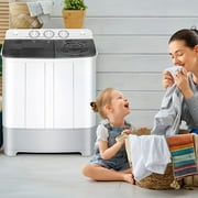 Costway Portable Twin Tub Washing Machine Washer(13.2lbs) & Spinner (8.8lbs) Grey