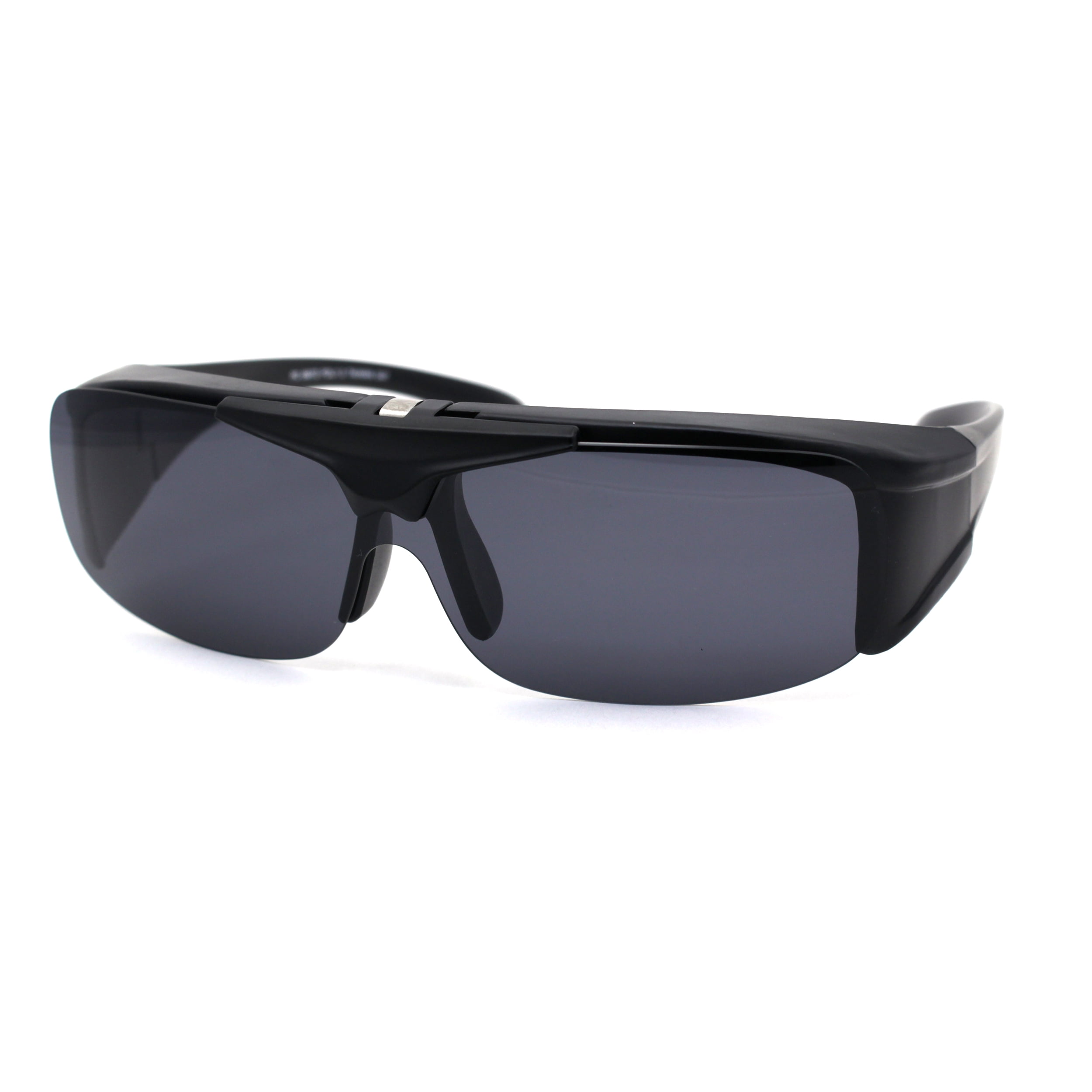 Polarized Mens Flip Up Shield Exposed Lens Fit Over Sunglasses Matte