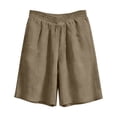 thumbnail image 4 of Fnooota Womens Bermuda Shorts, Knee Length Summer Casual Elastic Waist Cotton Linen Shorts Beige Size S, 4 of 7