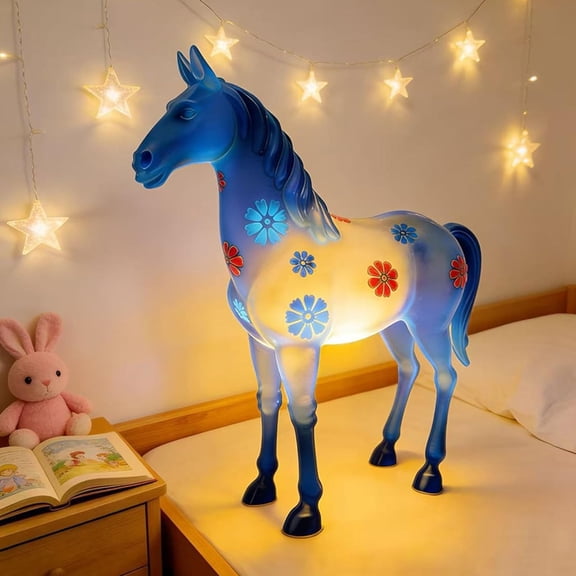 Resin Horse Table Lamp – Dimmable LED Night Light, Soft Glow Decorative Lamp for Bedroom, Nursery, Kids Room, or Living Room