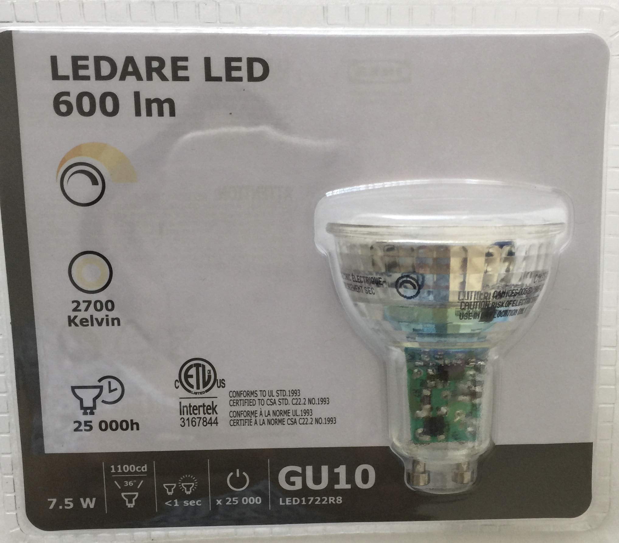 Ledare 103.632.36 LED Bulb GU10 600 Lumen Warm Dimming Dimmable - Walmart.com