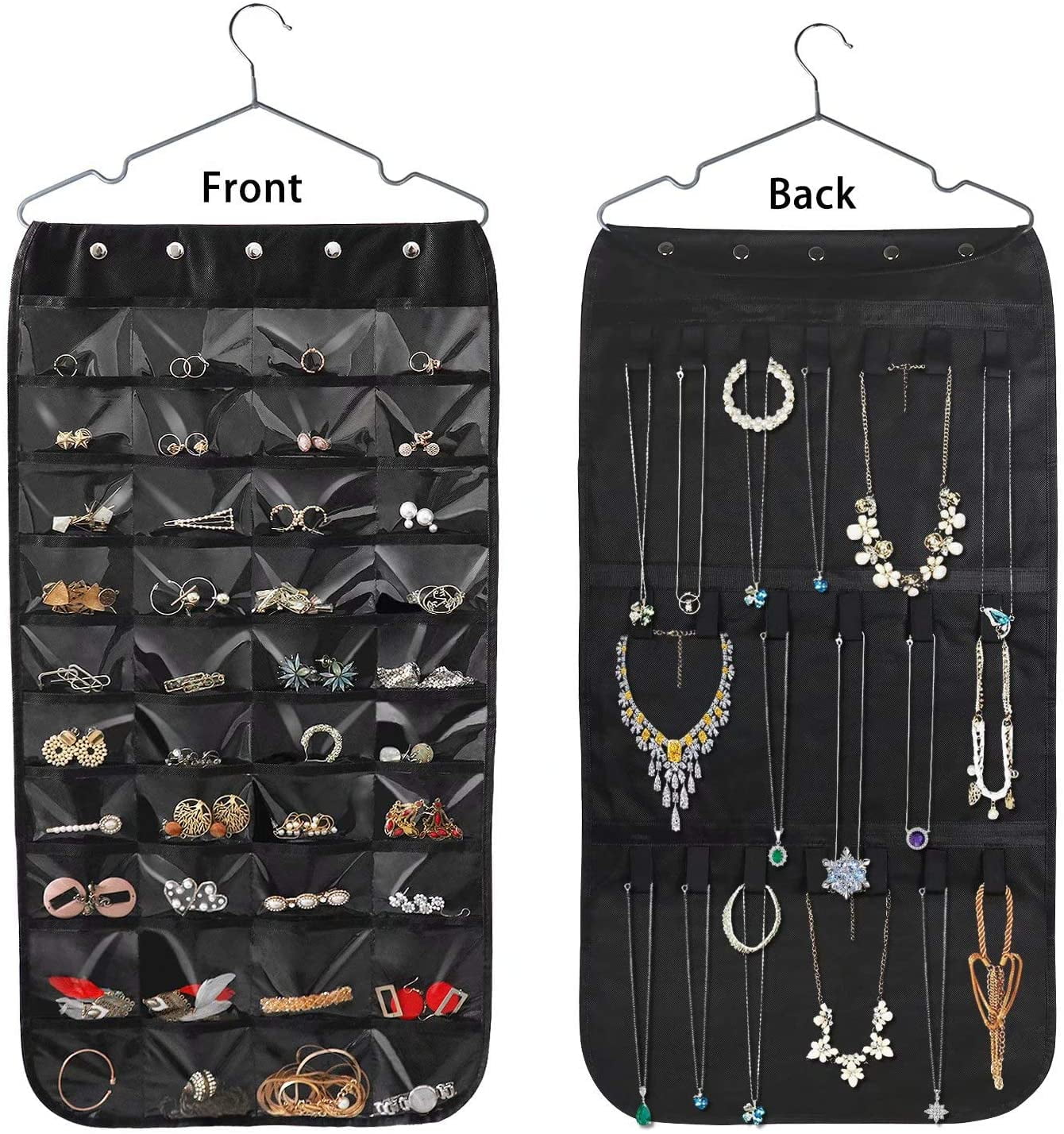 EEEkit 240 Holes Acrylic Earrings Holder, Double Side Jewelry Organizer, 4  Doors Foldable Clear Necklaces Display Stand