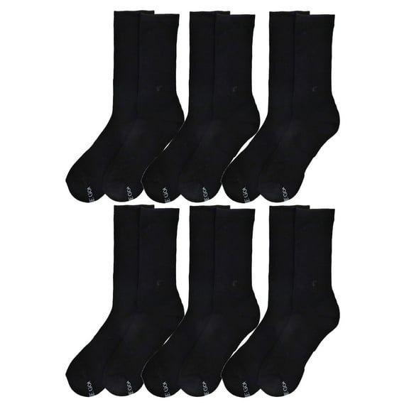 On the Go Men's Crew Socks (6 Pair Pack, Black)