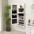 thumbnail image 4 of Gymax Wall Mounted Jewelry Cabinet Armoire Full-Length Mirror w/ LED Lights & Drawer, 4 of 10