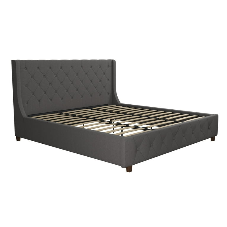 CosmoLiving by Cosmopolitan Mercer Upholstered Bed King Gray Linen