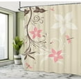 thumbnail image 5 of Ambesonne Flower Art Shower Curtain, Flying Dragonflies, 69"Wx84"L, Brown Tan, 5 of 5