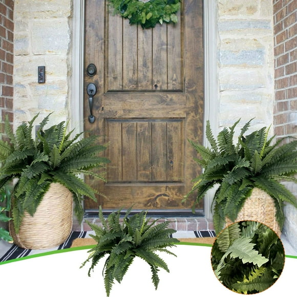 yulier Artificial Fern Artificial Plants UV Resistant Fake Plants Shrubs Indoor Outdoor Plastic Plant for Patio Garden Home Decor