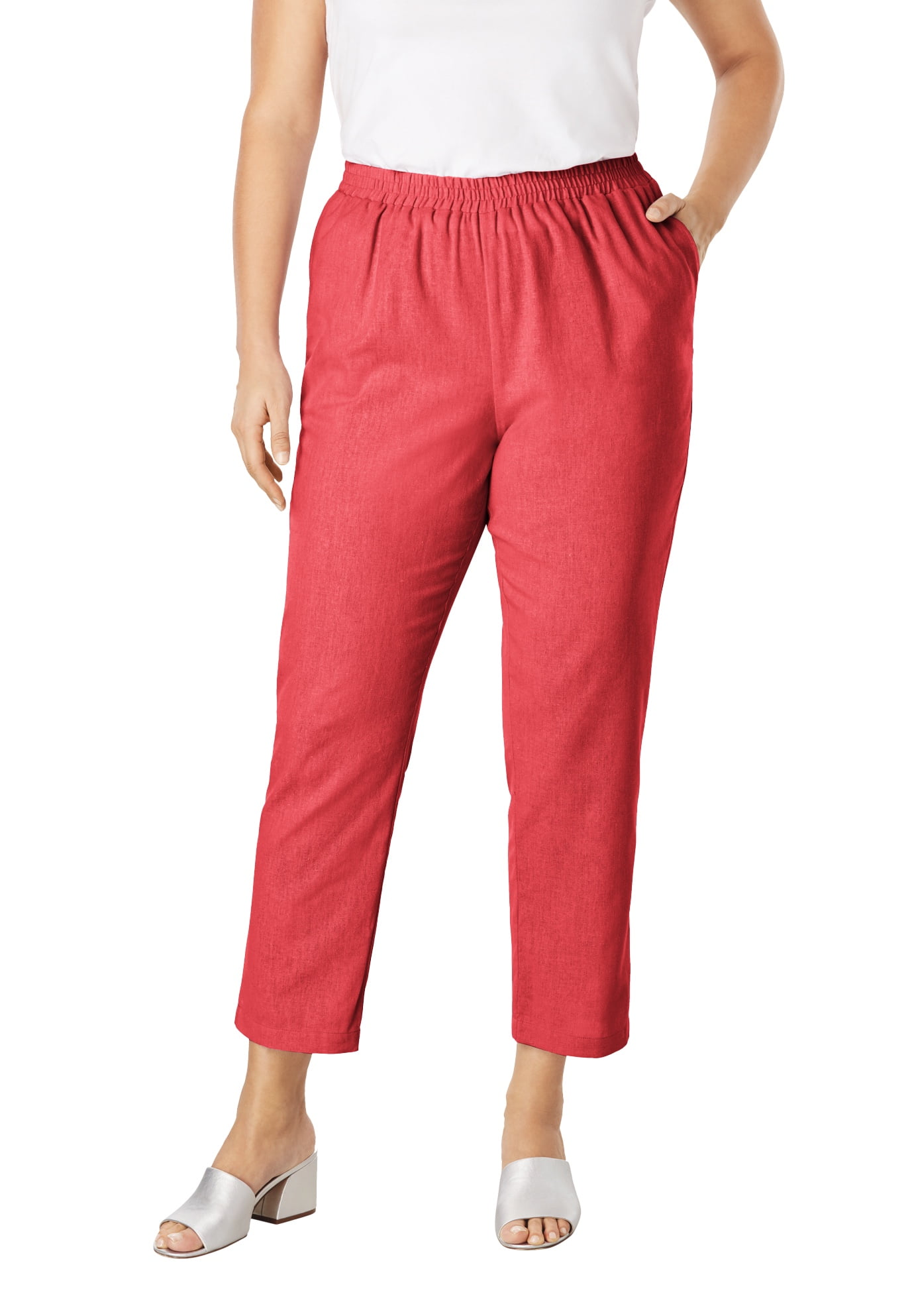 Jessica London Jessica London Women's Plus Size Linen Ankle Pant Pant
