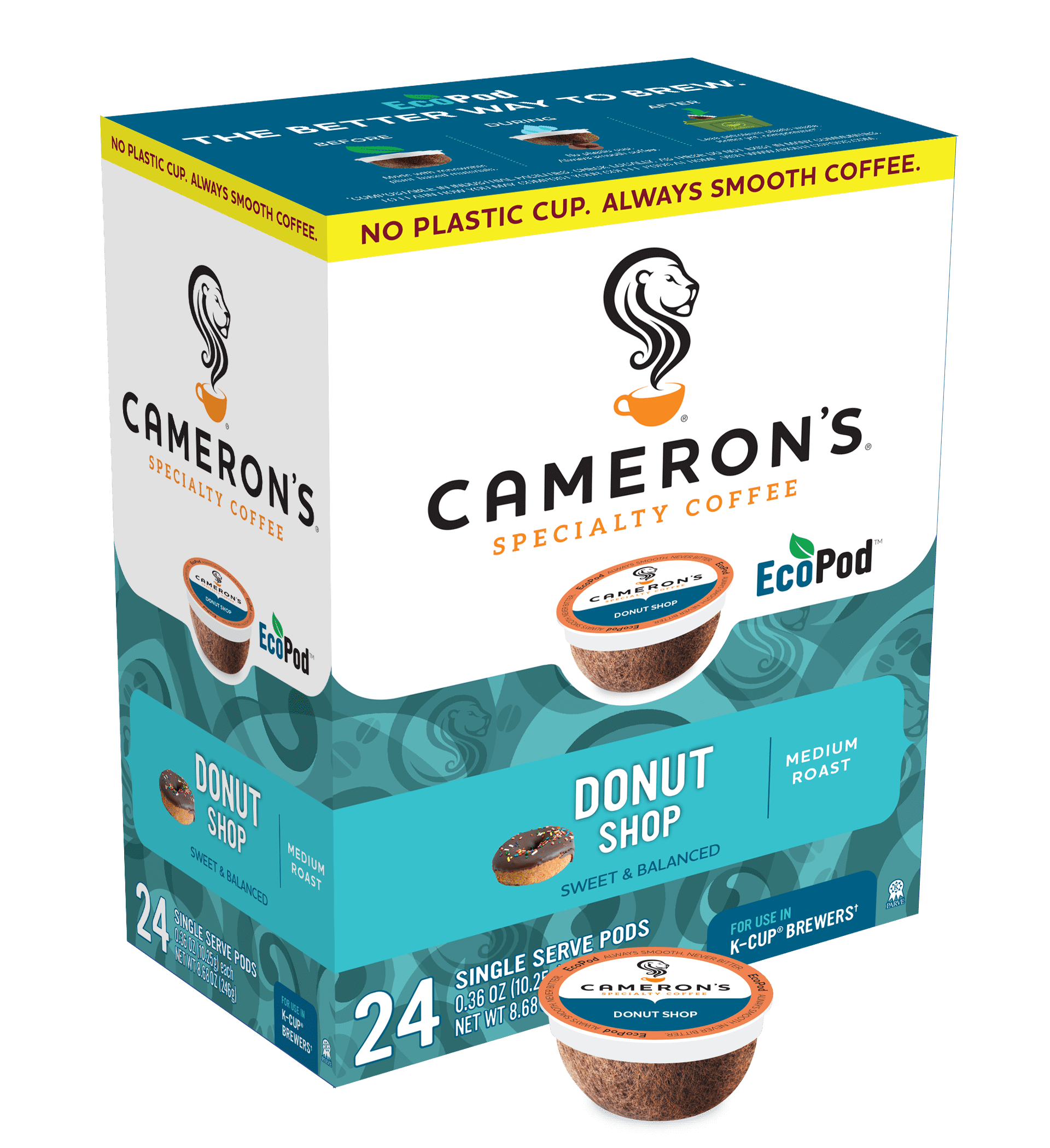Cameron's Coffee Donut Shop KCup Coffee Pods, Medium Roast, 24 Count for Keurig Brewers