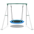 thumbnail image 3 of KloKick Heavy Duty Outdoor Swing Set - 500 lbs Capacity, Adjustable Ropes, Round Swing for Kids & Adults, Blue, 3 of 9