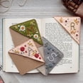 thumbnail image 4 of Personalized Hand Embroidered Corner Bookmark,Felt Triangle Page Stitched Handmade Bookmark,Unique Cute Flower Letter Embroidery Bookmarks Accessories for Book Lovers, 4 of 8
