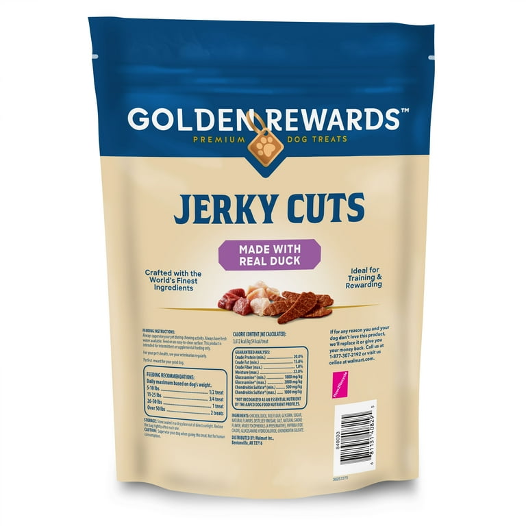 Golden Rewards Adult Dry Dog Jerky Cut Treats with Real Duck 36 oz Bag
