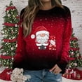 thumbnail image 2 of VALMASS Long Sleeve Sweatshirt for Women Plus Size Crewneck Xmas Gnome Print Tops Christmas Casual Cozy Blouses (2XL, Red-E), 2 of 5