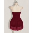thumbnail image 2 of Plus Size Burgundy Strapless Pleated Mesh Mini Dress, 2 of 10