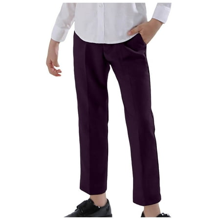 Dakiuu Kids Boys Solid Straight Leg Woven Dress Pants