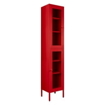 Glamour Home Avish 71-inch Red Two Clear Door Metal Cabinet