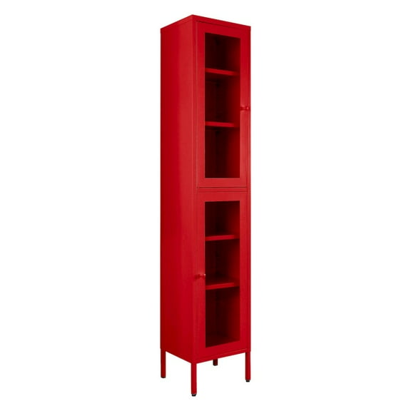 Glamour Home Avish 71-inch Red Two Clear Door Metal Cabinet