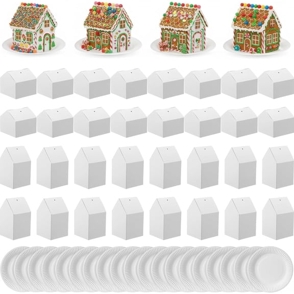 100 count Christmas Gingerbread House DIY Kit Craft Cardboard,White
