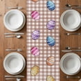 thumbnail image 6 of Bunny Gnomes Easter Table Runner - 48 Inch Long, Kitchen Dining Table Runner Dresser Scarves, Eggs Brown Checkered Farmhouse Farmhouse Decor for Coffee Tables Wedding Party Banquet, 6 of 8