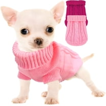 TELOLY XXS Dog Sweater, 2 Pieces Turtleneck Knitted Chihuahua Sweater Yorkie Teacup Dog Clothes Small Dogs Girl Winter Warm Sweaters Pet Cat Sweater Cold Weather Puppy Clothes XX-Small