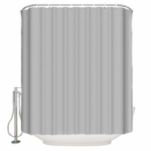 Fabric Shower Curtain, Grey Solid Color Bathroom Curtain with 12 Hooks Waterproof No Bad Odor Machine Washable Bath Curtains for Bathroom, Spa Room, 36"x72"