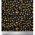 thumbnail image 1 of Soimoi Black polyester Crepe Fabric Insect,Acorn & Leaves Clip Art Print Sewing Fabric Yards 42 Inch Wide, 1 of 3
