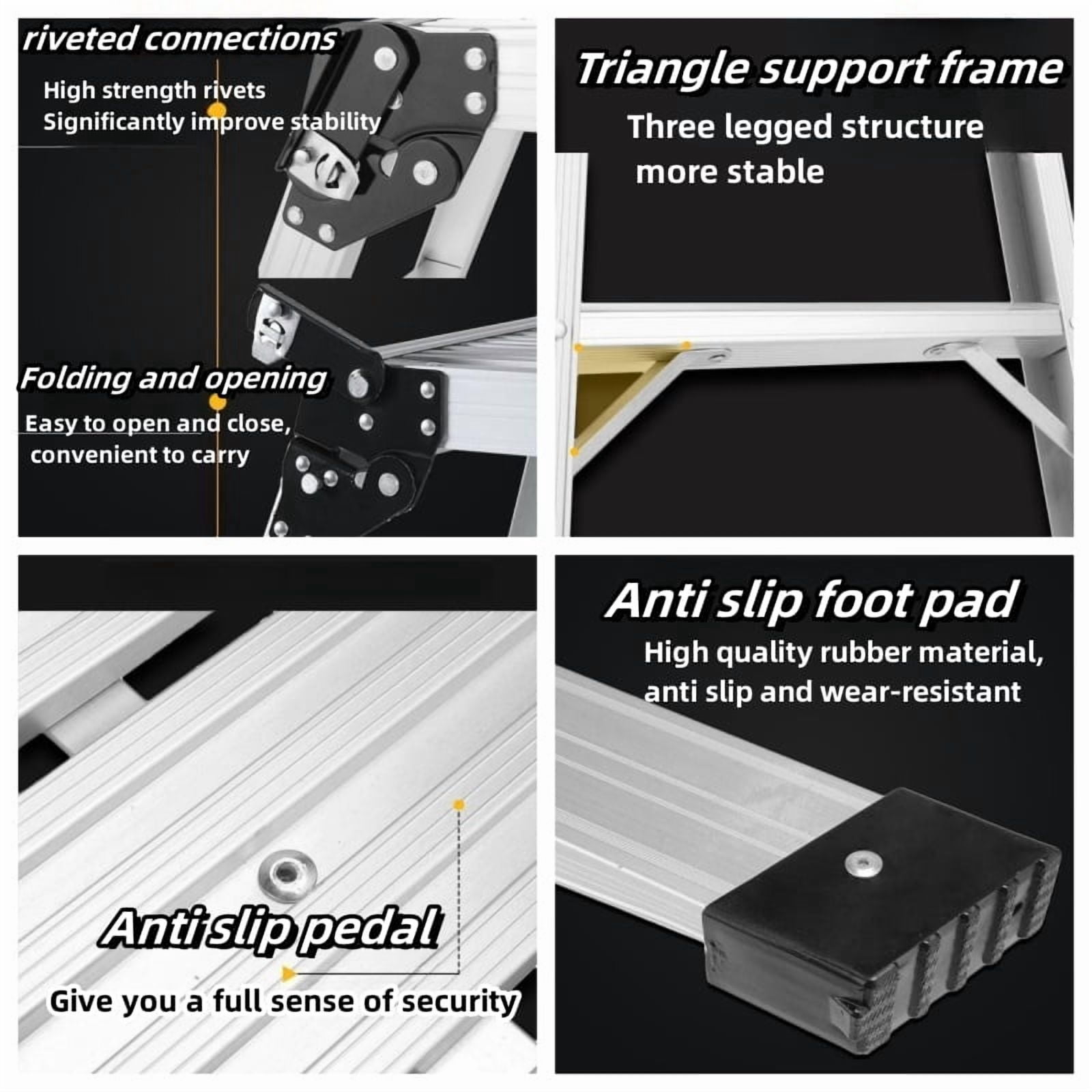 Step Ladder, Heavy Duty Foldable Aluminum Platform 330 Lbs Capacity