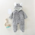 thumbnail image 3 of Baby Boy Girls Winter Warm Rompers Unisex Newborn Fleece Outfits Bodysuits Newborn Baby Winter Girls Boys Clothes Warm Animal Overall Rompers Jumpsuit Gray 0-3 Months, 3 of 3