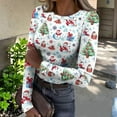 thumbnail image 2 of Christmas Sweaters for Women Long Sleeve Ribbed Knit Shirts, Graphic Merry Christmas Tree Print Holiday Xmas Tee Tops, 2 of 6