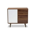 thumbnail image 4 of Baxton Studio Grover Mid-Century Modern Two-Tone Cherry Brown and White Finished Wood 1-Door Sideboard Buffet, 4 of 9