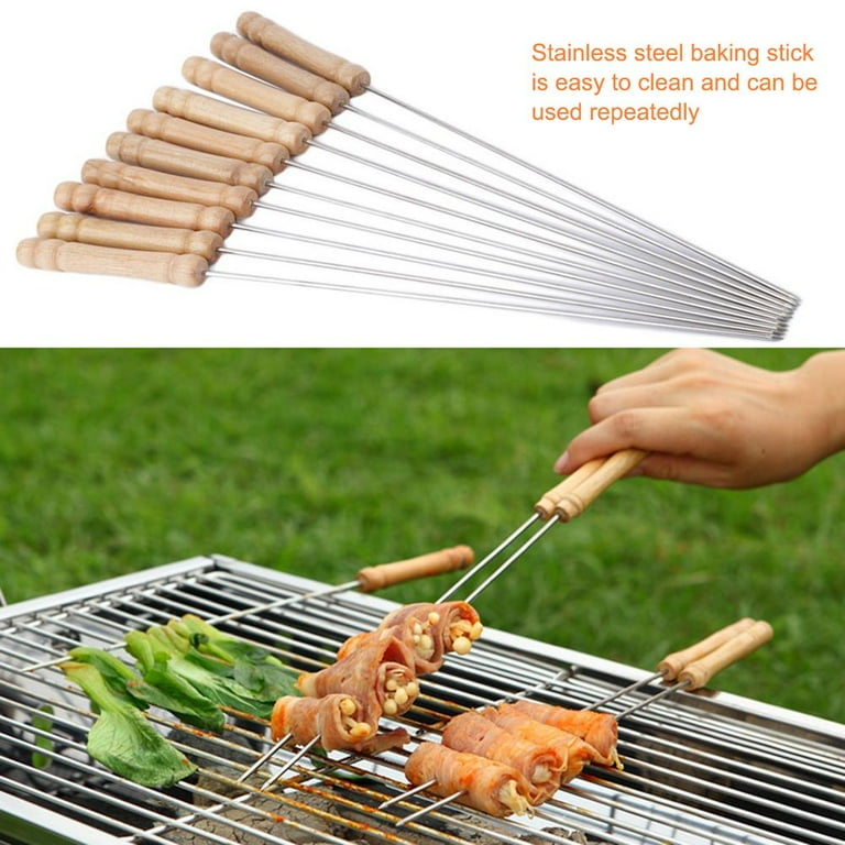 KGOTA 10Pcs Kabob Skewers Stainless Steel Inch Barbecue Skewer
