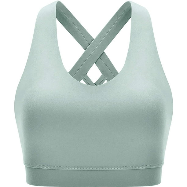 Sports Bra for Women, Criss-Cross Back Padded Strappy Sports Bras Medium  Support Yoga Bra with Removable Cups 