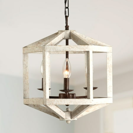 

3 Light Wooden-Cage Vintage European Chandelier