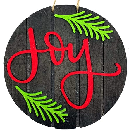Wood Joy Ornament - 5" Black Red Green Decoration