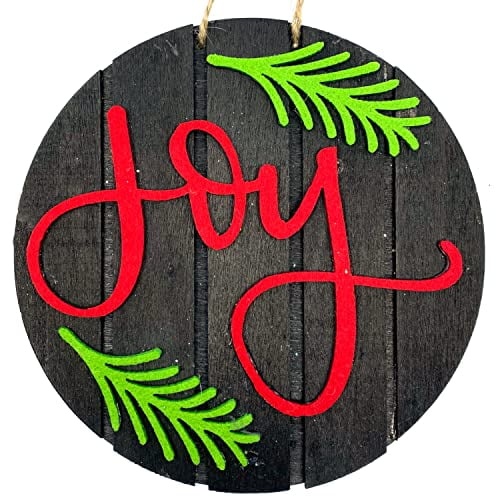 Wood Joy Ornament - 5" Black Red Green Decoration