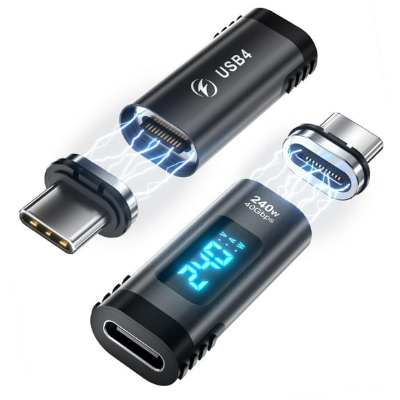 ATOMOTA 2Pack Digital Display USB C Magnetic Adapter, 24Pin Straight USB-C Male to Female Adapter, PD 240W, 40Gbps 8K Video for USB 4 Steam Deck, ROG Ally, Switch, PC, Tablet, iPhone 16/15