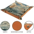 thumbnail image 3 of Women Girls Leather Square Dish Trinket Plate Jewelry Tray, Vintage Sea Marine Landscape Flag Mothers Day Birthday Gift, 20.5x20.5cm, 3 of 6