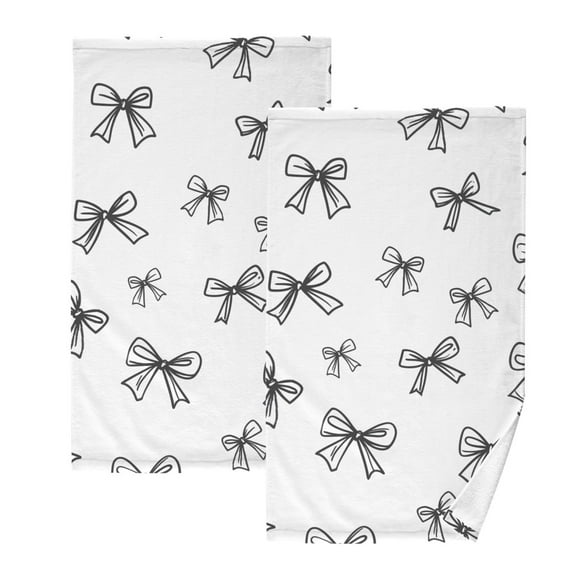 Ryvnso Line Bows Cotton Hand Towels Sets Face Towel 2 PCs Bathroom Decorative