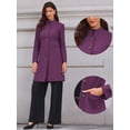 thumbnail image 2 of DARING DIVA Women's Stand Collar Mid-Length Overcoat with Pockets XS Purple, 2 of 7