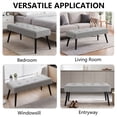 thumbnail image 2 of PEKKO HOME 40” Entryway Bench, Velvet Upholstered End of Bed Bench, Modern Padded Ottoman with Wooden Legs & Tufted Buttons for Bedroom, Living Room, Hallway, Light Grey, 2 of 8