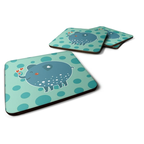 Blue Elephant Foam Coaster Set of 4