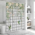 thumbnail image 5 of Watercolor Floral Shower Curtain Set - 72" x 78" Washable Bathtub Curtain with 12 Hooks, Spring Flowers Birds Plants Gray Plaid Waterproof Fabric Stall Shower Curtains for Bathroom/Bathtub Décor, 5 of 6